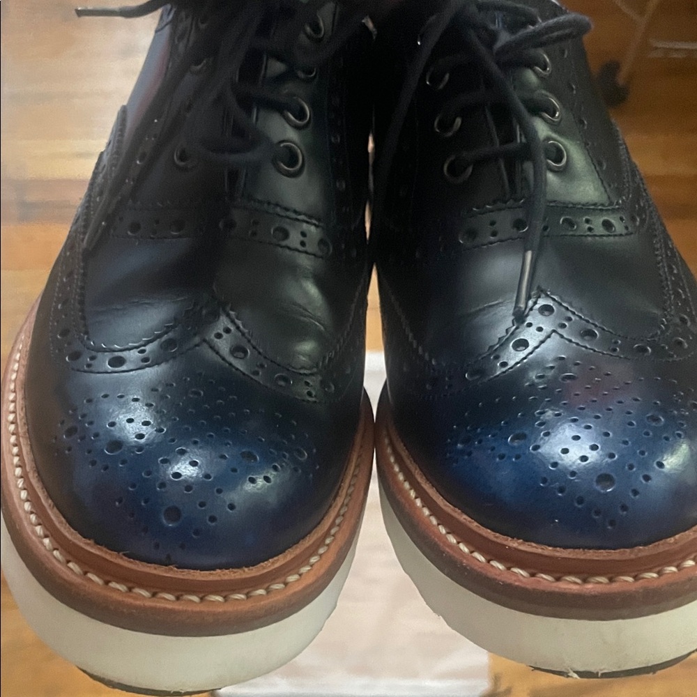 Grenson Blue and White Women's Oxfords - Picture 4 of 6